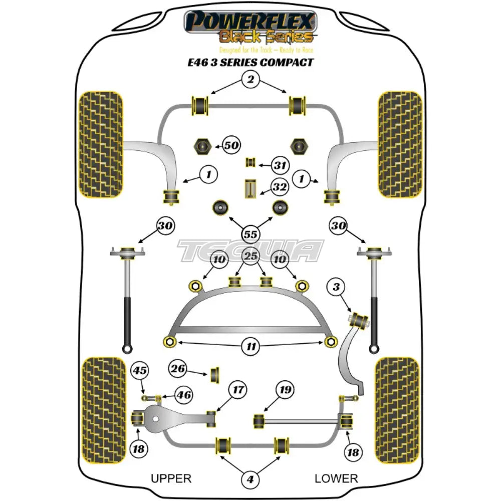 Powerflex Black Series Exhaust Mounting Bush Inc Bracket Bmw 3 E46 Compact 99-06 Gaskets Flanges &