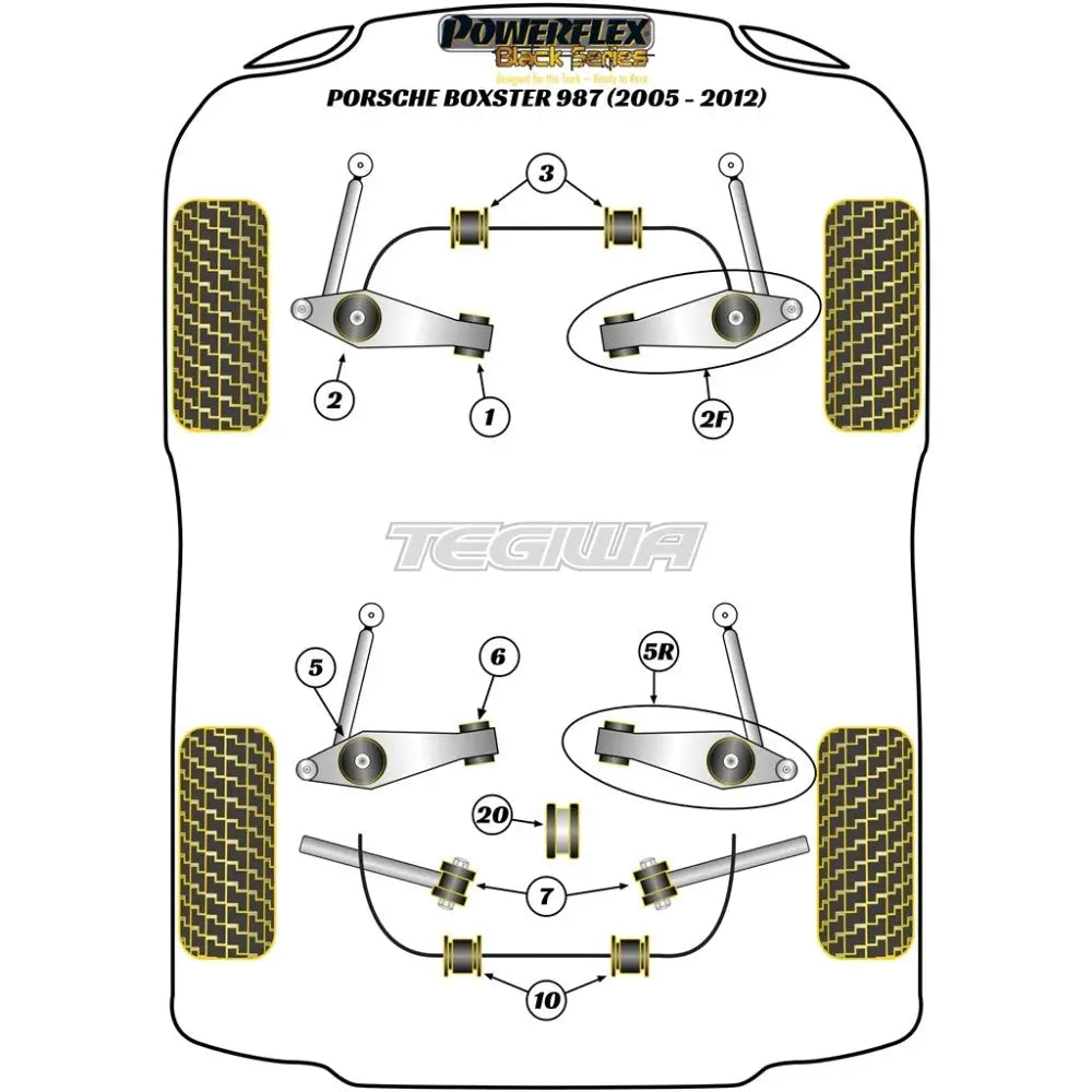 Powerflex Black Series Front Engine Mount Bush Insert Porsche 987 Boxster 05-12 Mounts