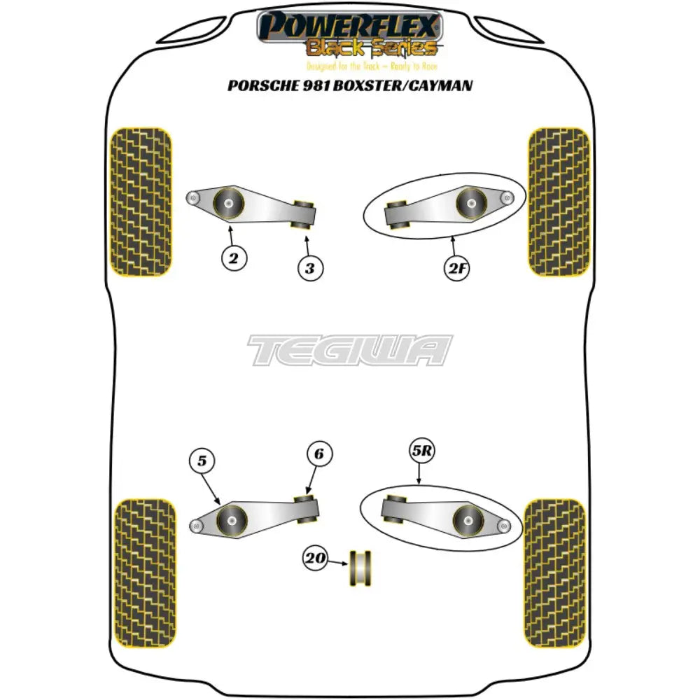 Powerflex Black Series Front Engine Mount Insert Porsche 981 Boxster Cayman 12-16 Mounts