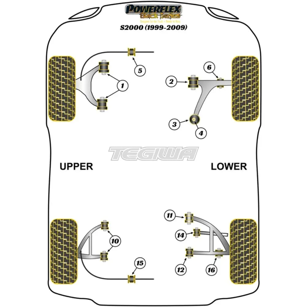 Powerflex Black Series Front Lower Shock Mount Bush Honda S2000 99-09 Bushes