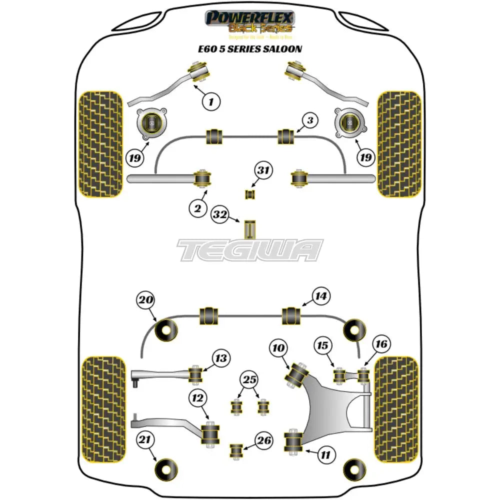 Powerflex Black Series Front Radius Arm To Chassis Bush Bmw 5 E60 E61 Saloon 03-10 Bushes