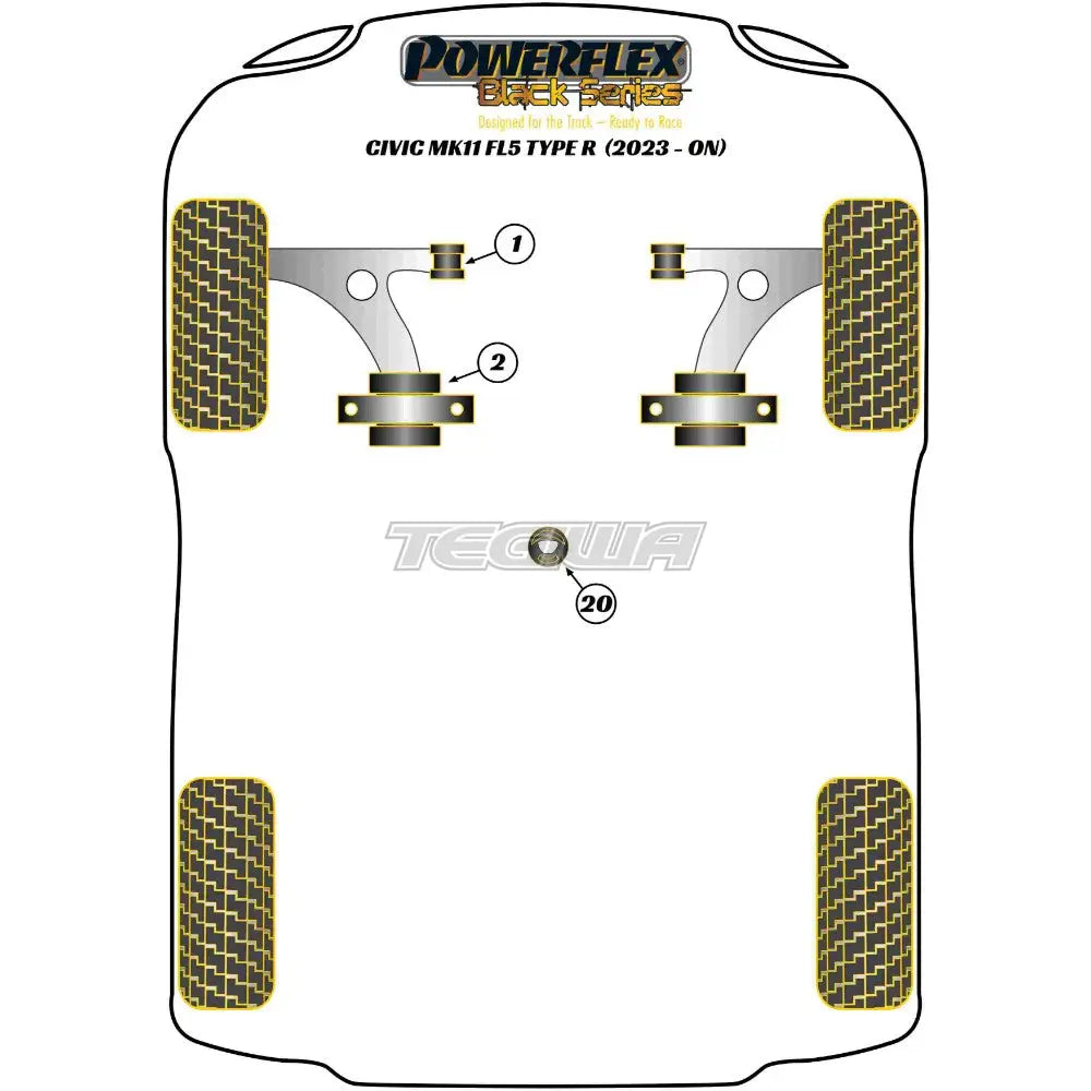 Powerflex Black Series Front Wishbone Bush Honda Civic Fl5 Type-R 22 + Bushes