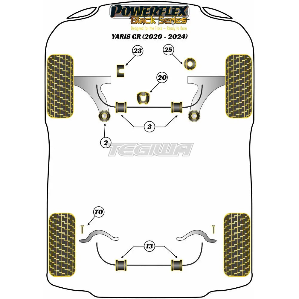Powerflex Black Series Front Wishbone Rear Bush Anti-Lift Inc Caster Adjust Toyota Gr Yaris 20-24