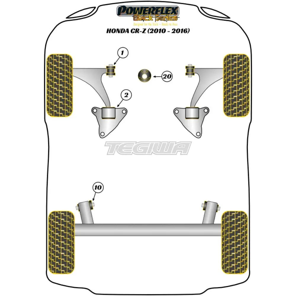 Powerflex Black Series Front Wishbone Rear Bush Honda Cr-Z 10-16 Bushes
