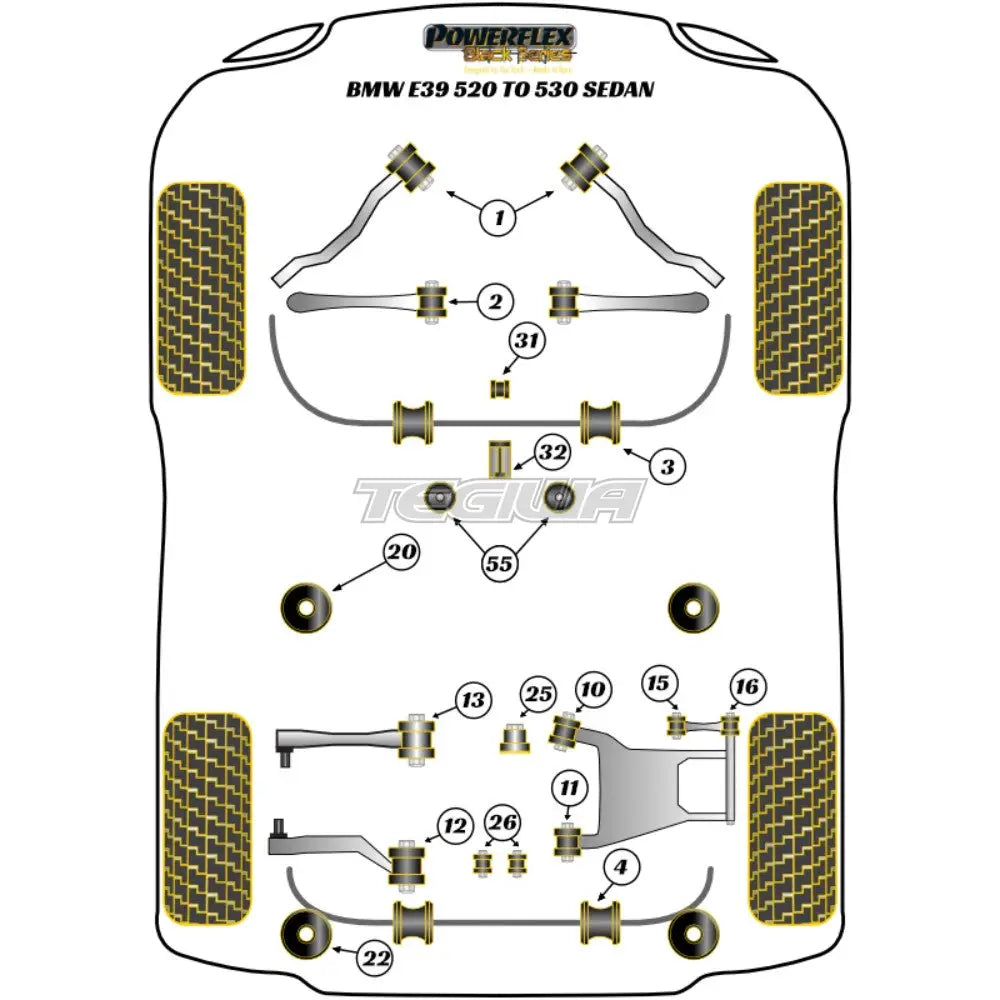 Powerflex Black Series Rear Anti Roll Bar Mounting Bush 13Mm Bmw 5 E39 520 To 530 96-04 Bushes