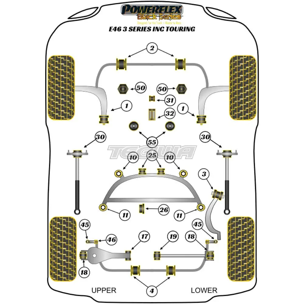 Powerflex Black Series Rear Subframe Front Bush Bmw 3 E46 Sedan Touring Coupe Conv 99-06 Bushes
