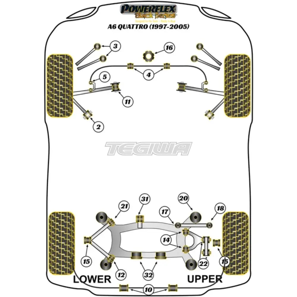 Powerflex Black Series Rear Tie Rod Outer Bush Audi A6 S6 Rs6 C5 Quattro 97-05 Bushes