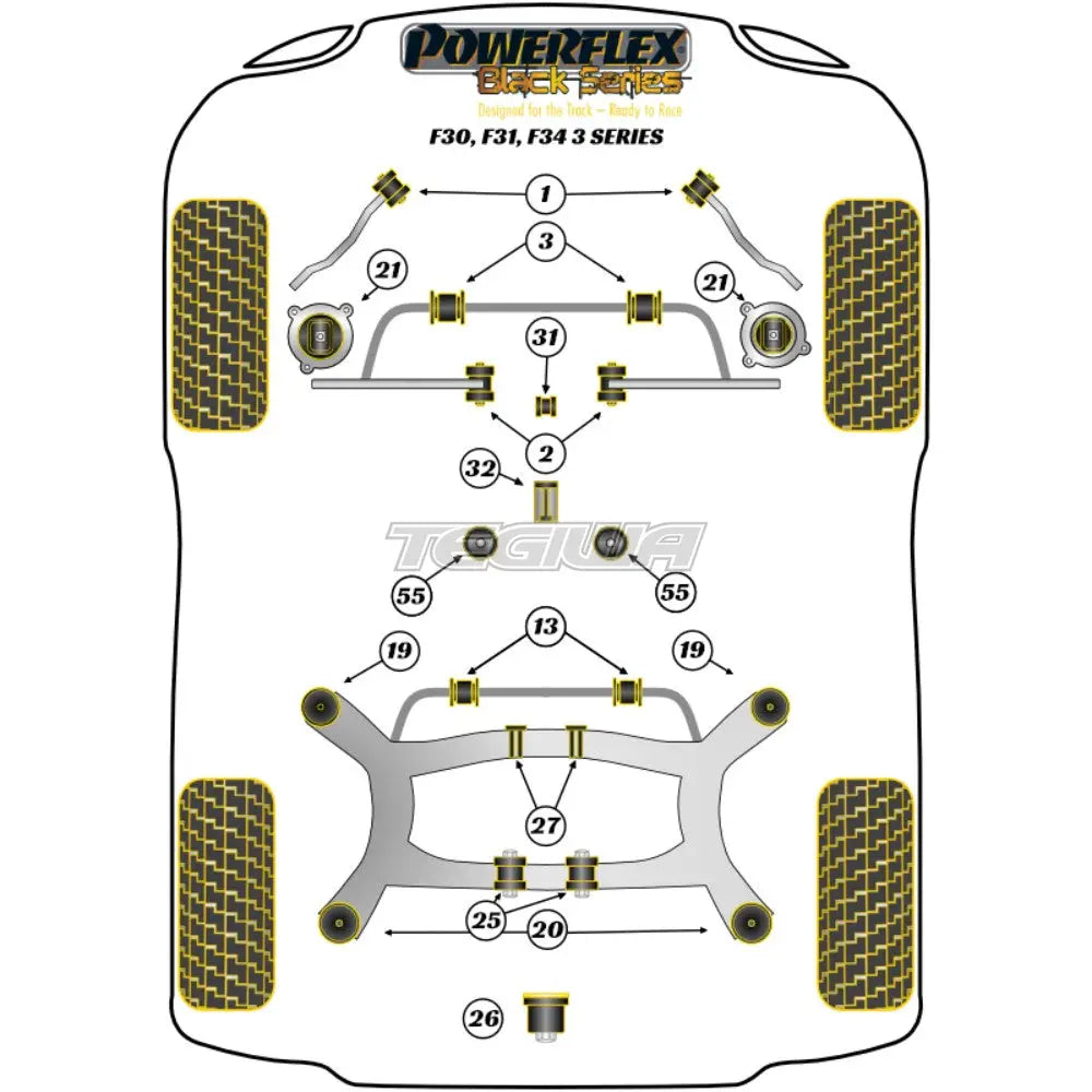 Powerflex Black Series Ride Height Adjuster Shim Bmw 3 F30 F31 F34 F80 F3X Sedan Touring Gt 11-18