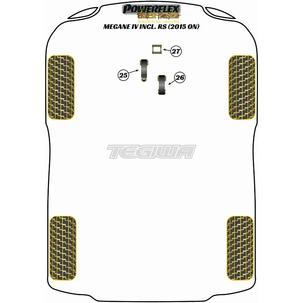Powerflex Black Series Upper Engine Mount Insert Track/Msport Renault Megane Iv Inc Rs 15 + Mounts