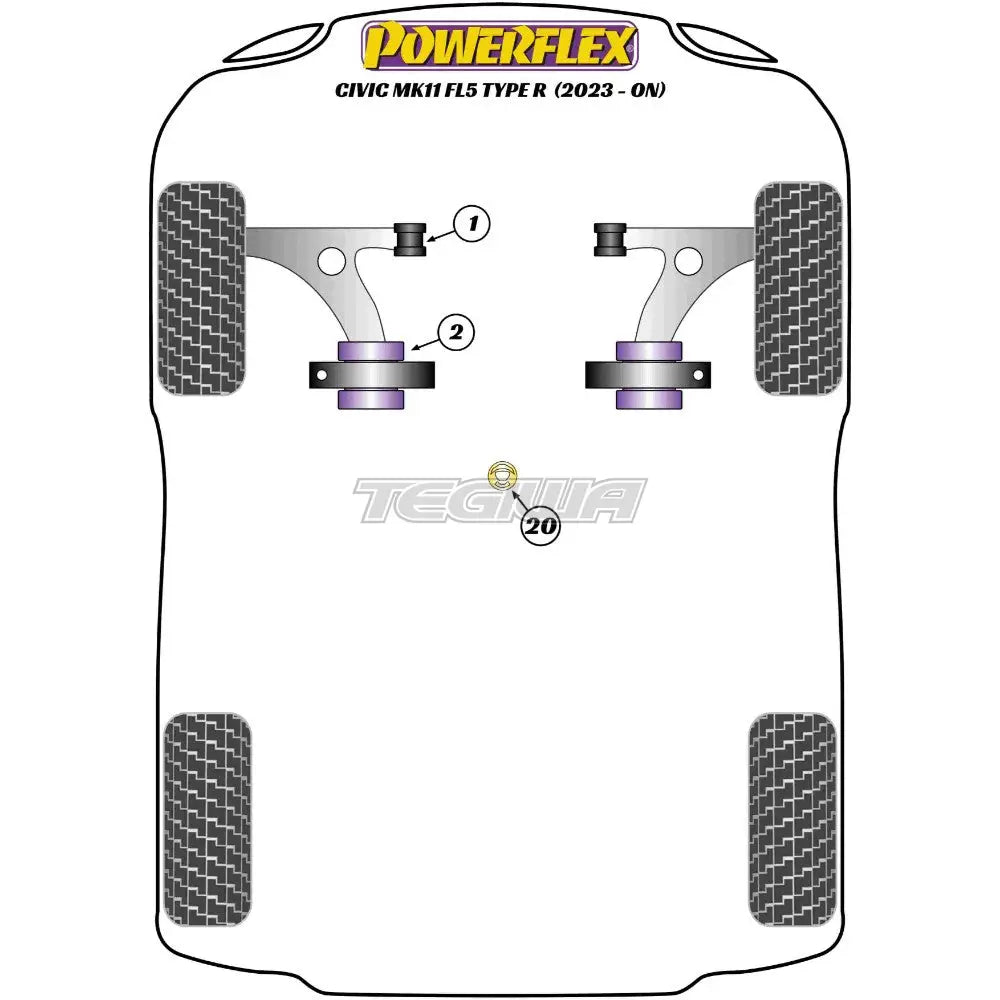 Powerflex Road Series Front Wishbone Bush Honda Civic Fl5 Type-R 22 + Bushes