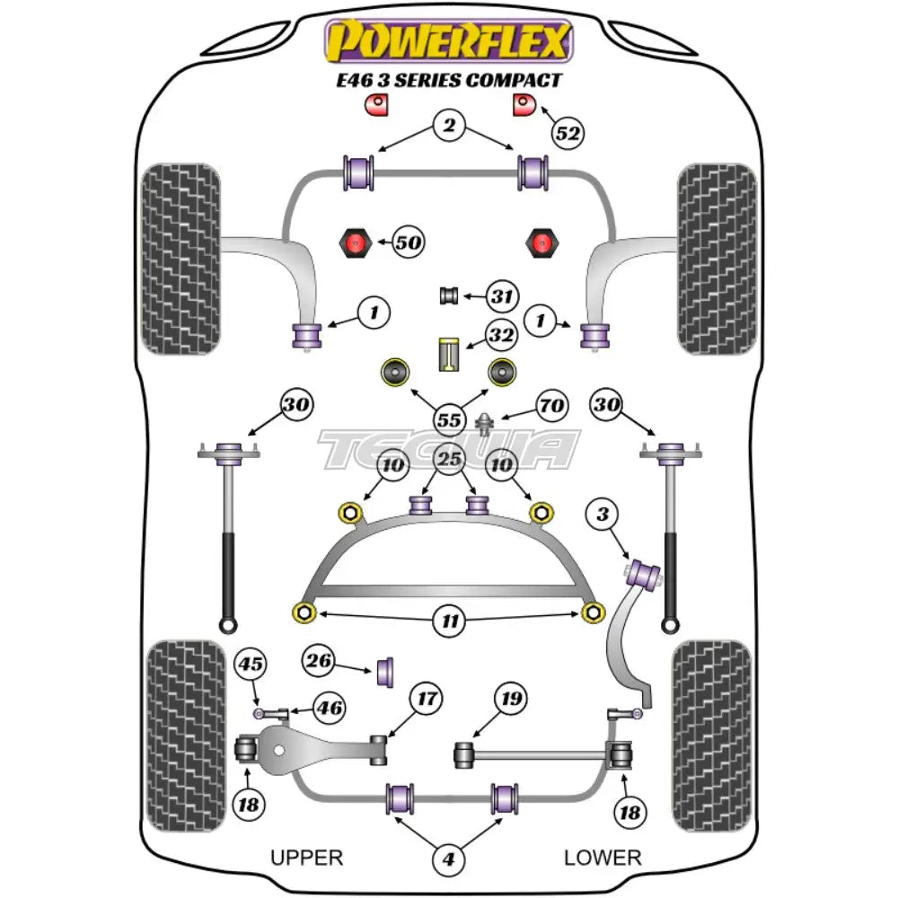 Powerflex Road Series Rear Arb End Link To Bracket Bush Bmw 3 E46 Compact 99-06 Bushes