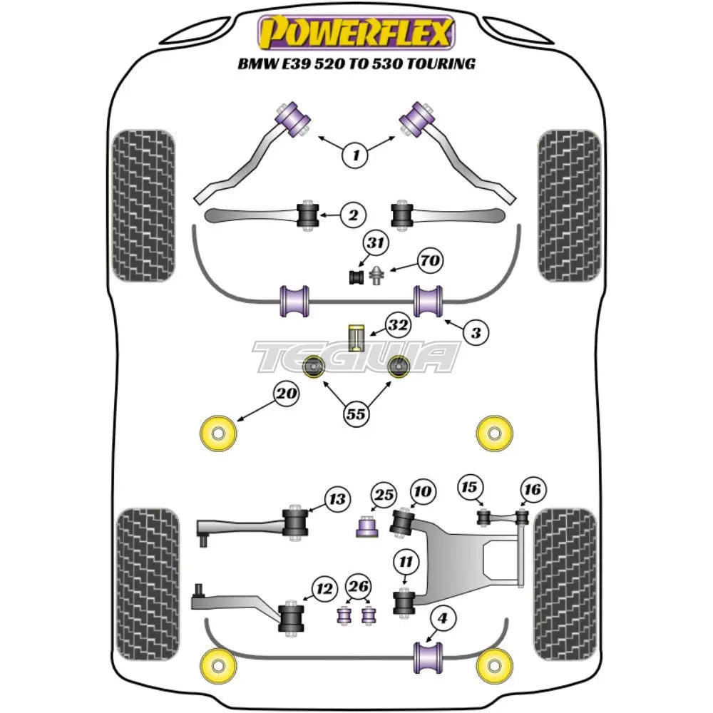 Powerflex Road Series Rear Diff Mounting Bush Bmw 5 E39 520 To 530 Touring 96-04 Gearbox Mounts