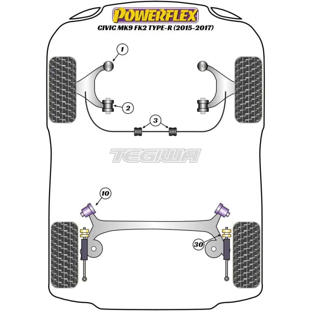 Powerflex Road Series Rear Upper Shock Mounting Bush Honda Civic Fk2 Type-R 15-17 Bushes