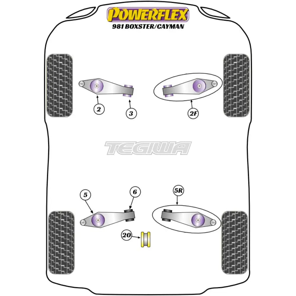 Powerflex Road Series Track Control Arm Inc Bush Kit Porsche 981 Boxster Cayman 12-16 - Pf57K-1002