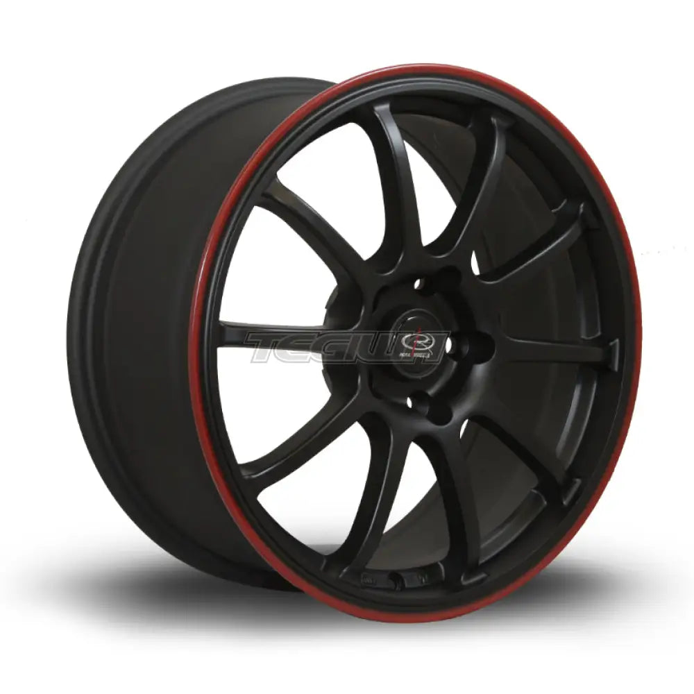 Rota Force Alloy Wheel 17x8 ET35 5x100 Flat Black Red Lip 73mm CB Alloy Wheels