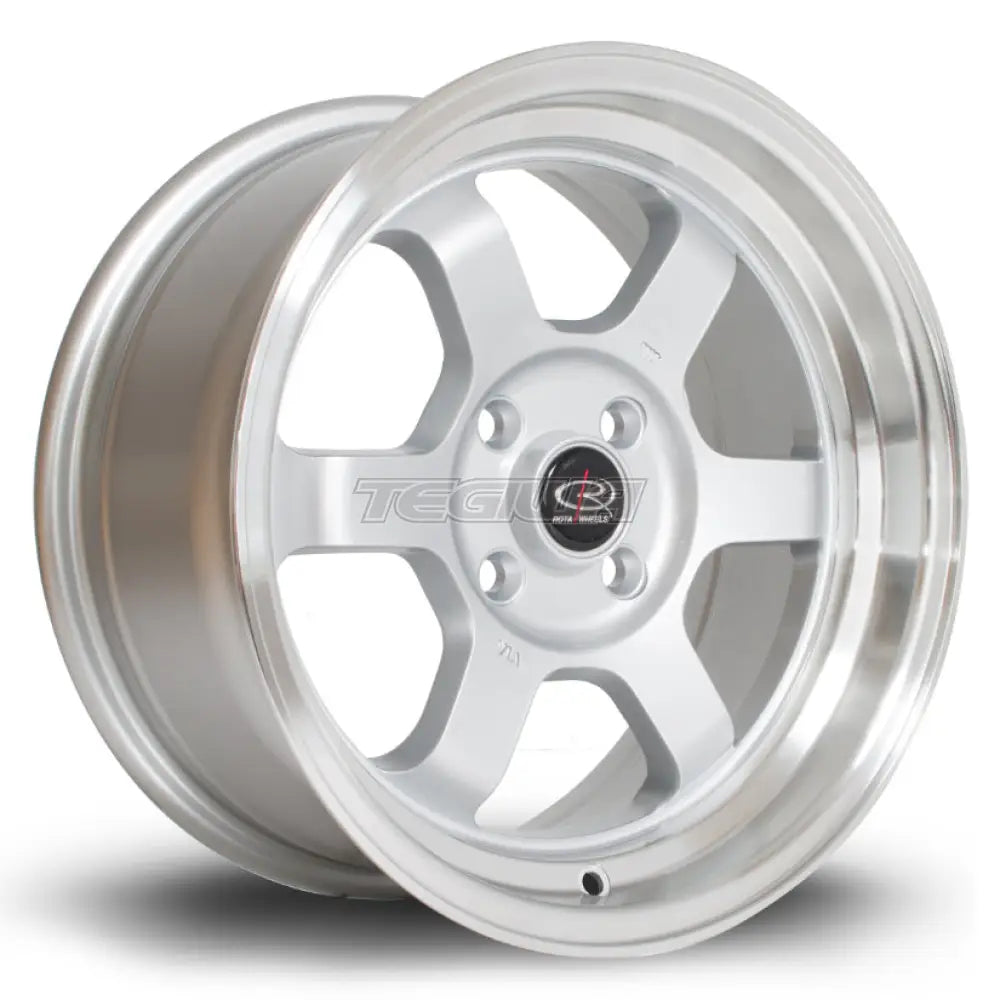 Rota Grid-V Alloy Wheel 15x7 ET20 4x108 Silver Polished Lip 73mm CB Alloy Wheels