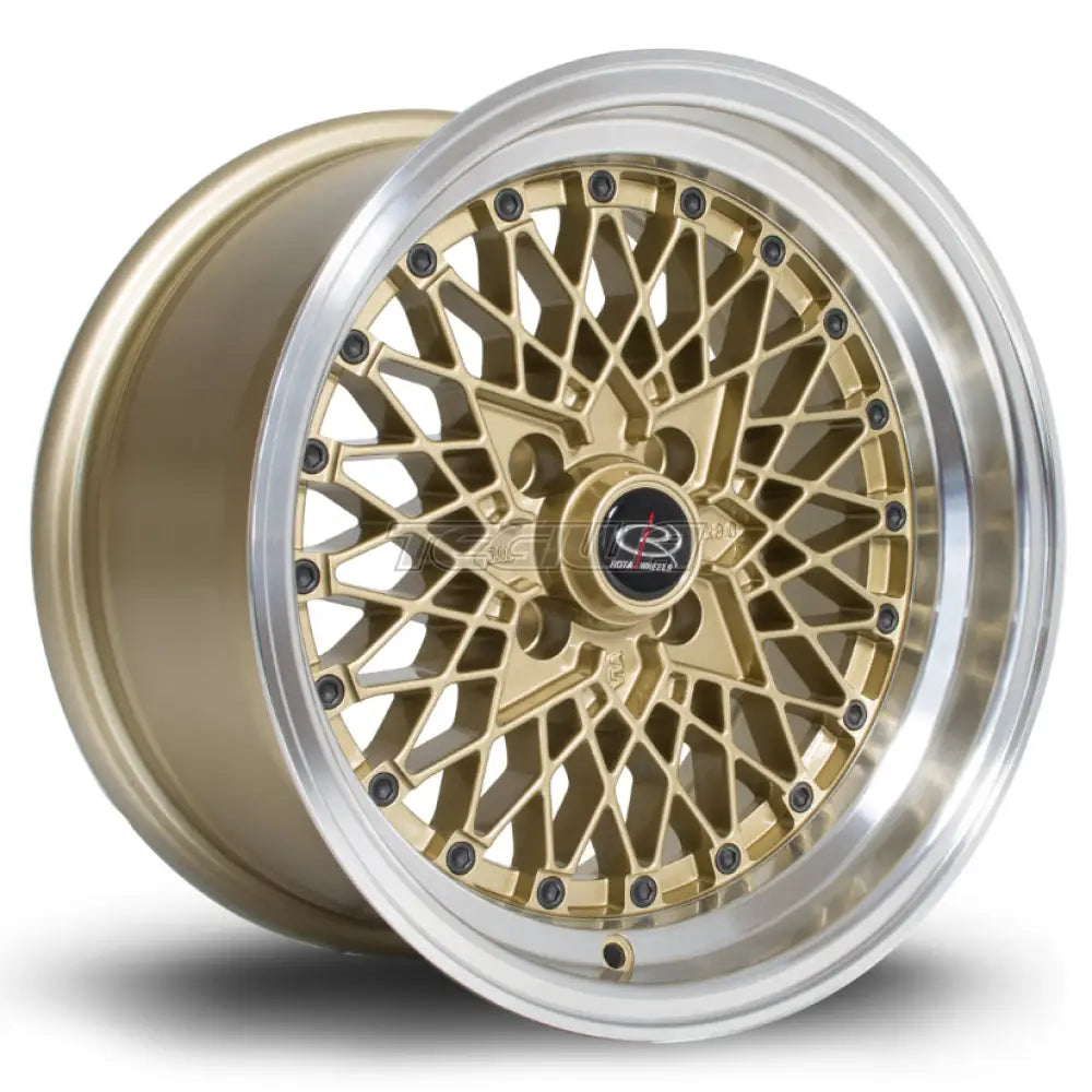 Rota OSMesh Alloy Wheel 15x8 ET20 4x100 Gold Polished Lip 67.1mm CB Alloy Wheels
