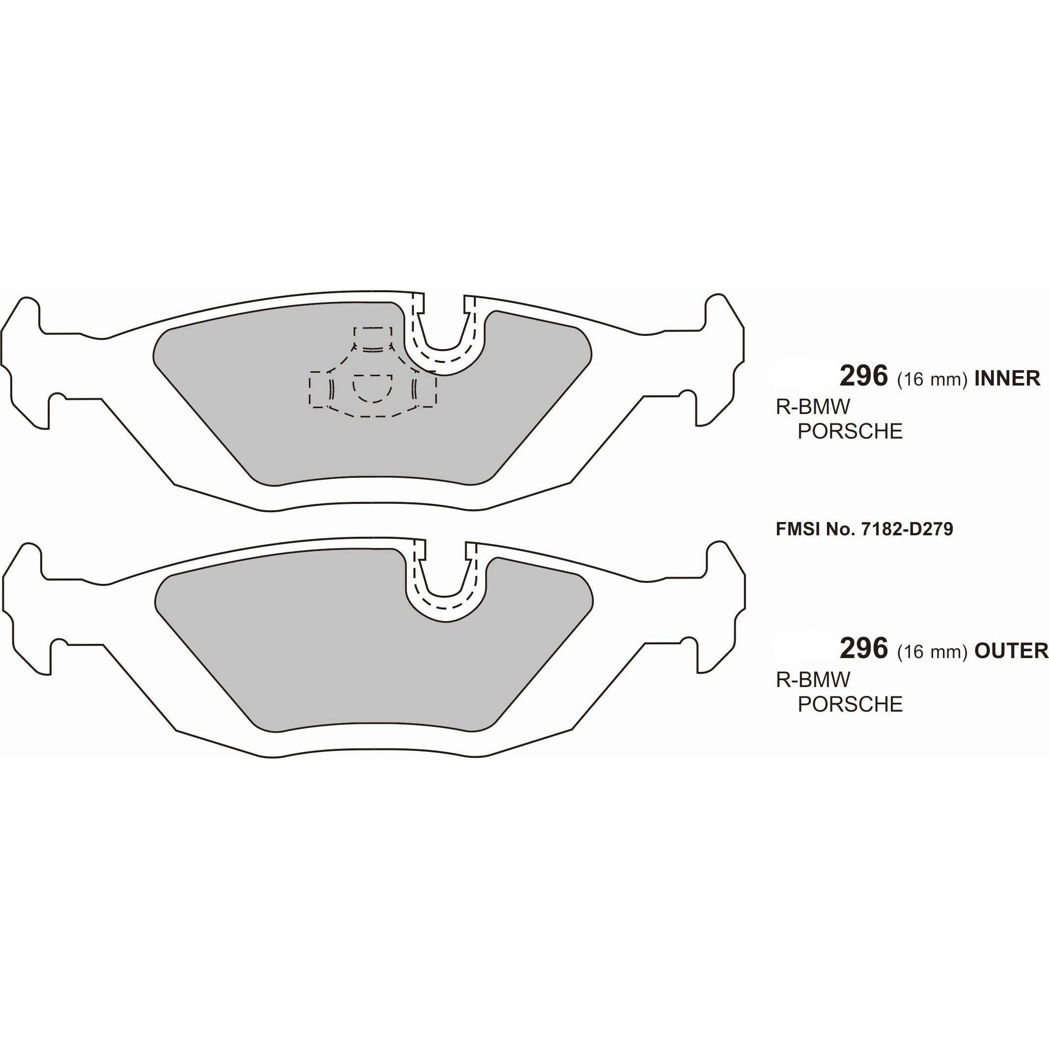PBS ProTrack Brake Pads 125.4mm x 37.6mm 0296PT - Rear