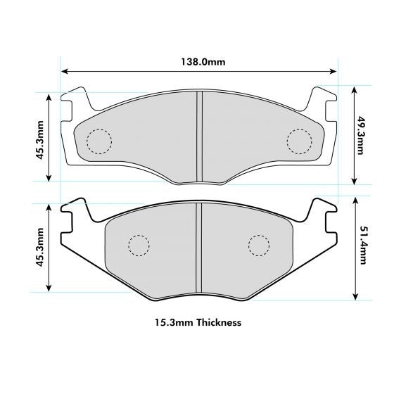 PBS ProTrack Brake Pads 137.8mm x 50mm 0399PT - Front