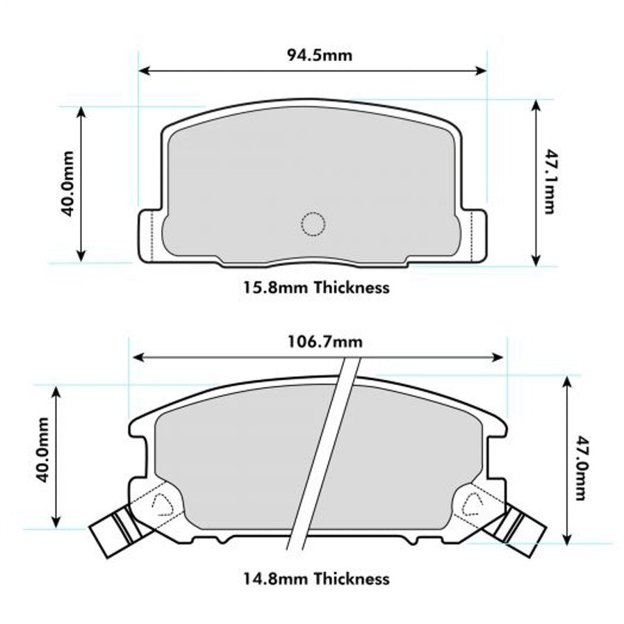 PBS ProTrack Brake Pads 106.7mm x 47.1mm 0405PT - Rear