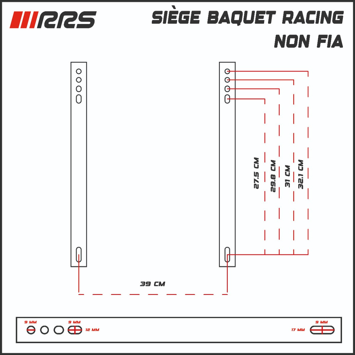 RRS Racing Bucket Seat With Slider Black Non-FIA