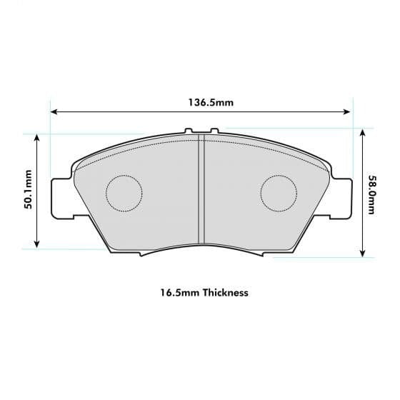 PBS ProTrack Brake Pads 136.6mm x 57.8mm 1286PT - Front