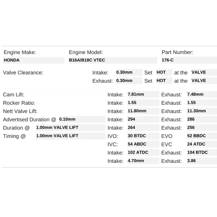 Kelford Cams 294/286 Race Cams Honda B16A B18C VTEC NA