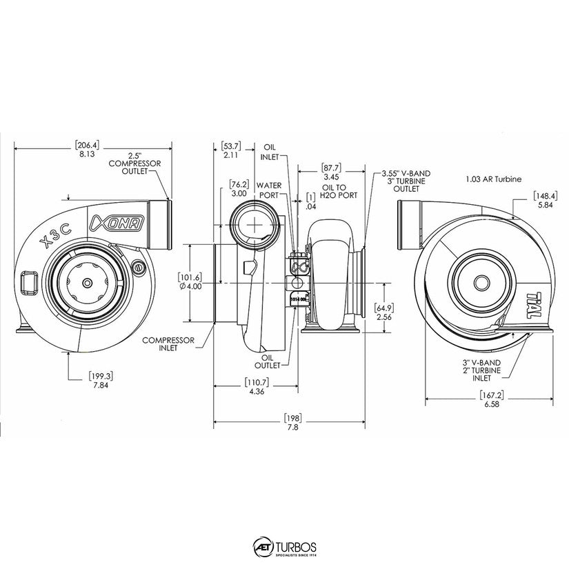 Xona Rotor X3CR XRC5557SR Reverse Rotation Performance Turbo 320-640 BHP