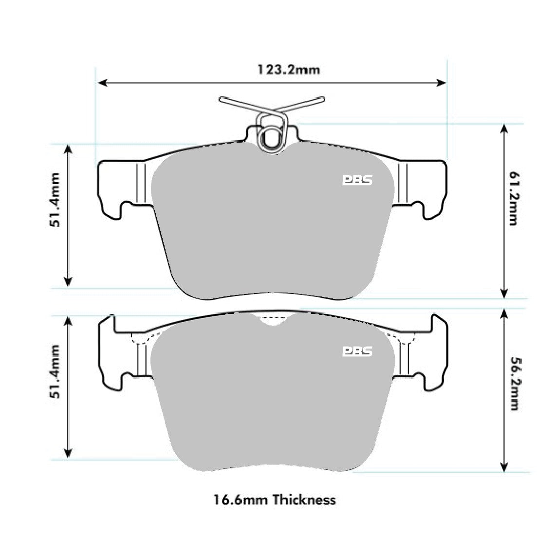 PBS ProRace Brake Pads 123.2mm x 61.2mm 7002PR - Rear