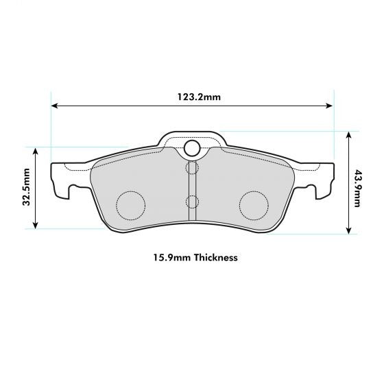PBS ProTrack Brake Pads 123mm x 43.6mm 8139PT - Rear