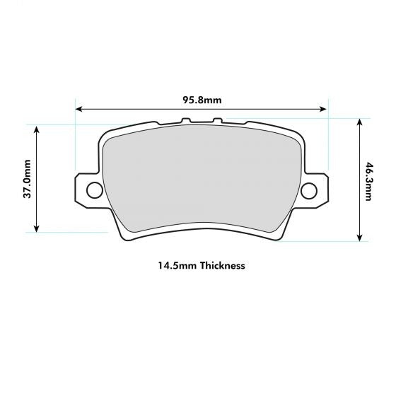 PBS ProTrack Brake Pads 95.5mm x 46.4mm 8417PT - Rear