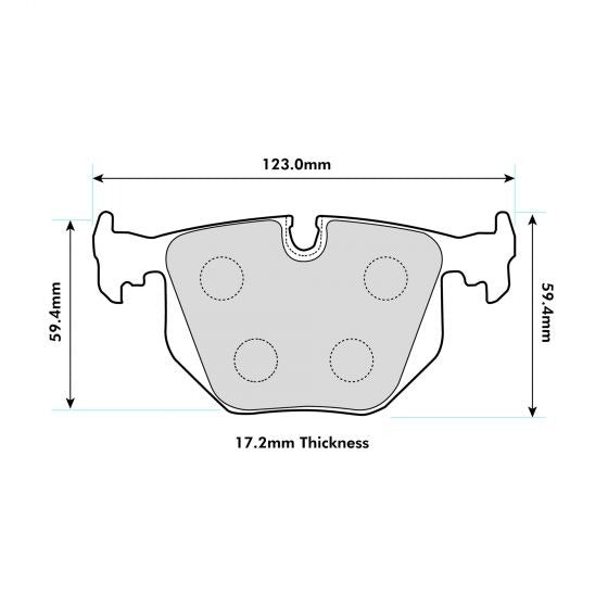 PBS ProTrack Brake Pads 123.2mm x 59.2mm 8422PT - Rear