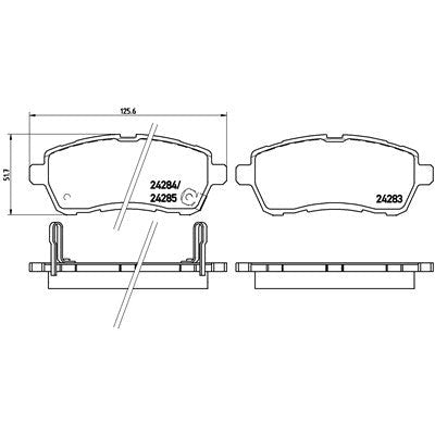 PBS ProTrack Brake Pads 125.6mm x 51.7mm 8435PT - Front