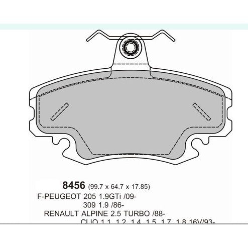 PBS ProRace Brake Pads 100.1mm x 64.8mm 8456PR - Front