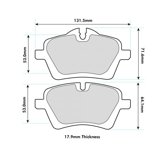 PBS ProRace Brake Pads 131.6mm x 71.4mm 8471PR - Front