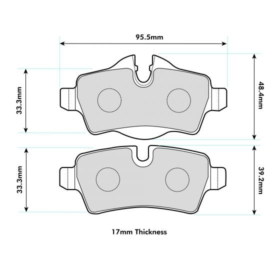 PBS ProTrack Brake Pads 95.4mm x 49mm 8472PT - Rear