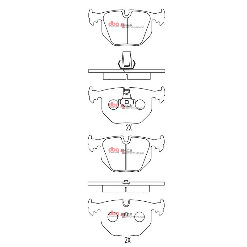 DBA Race Performance Brake Pads 123.3mm x 59.5+54.7mm DB1397RP - Rear