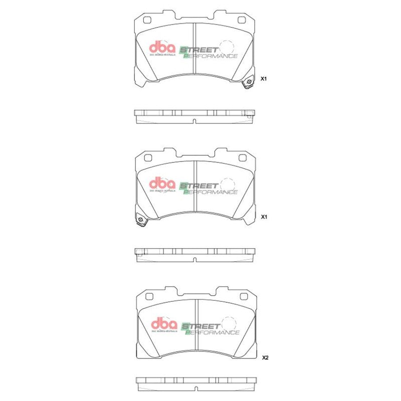 DBA Street Performance Brake Pads 133.50 / 133.50mm x 85.5 / 79.60mm DB15147SP - Front