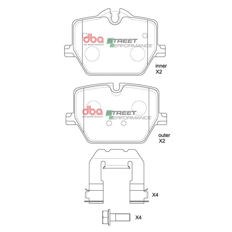 DBA Street Performance Brake Pads 112.6mm x 60.7mm DB15189SP - Rear