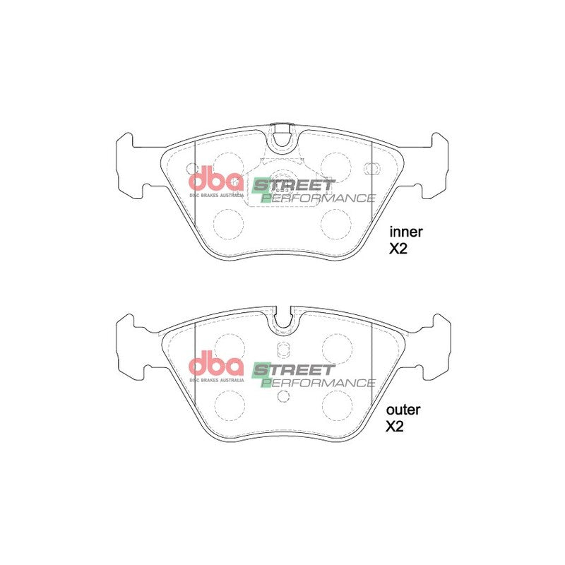 DBA Street Performance Brake Pads 156.3; 155.1mm x 63; 63.7mm DB1522SP - Front
