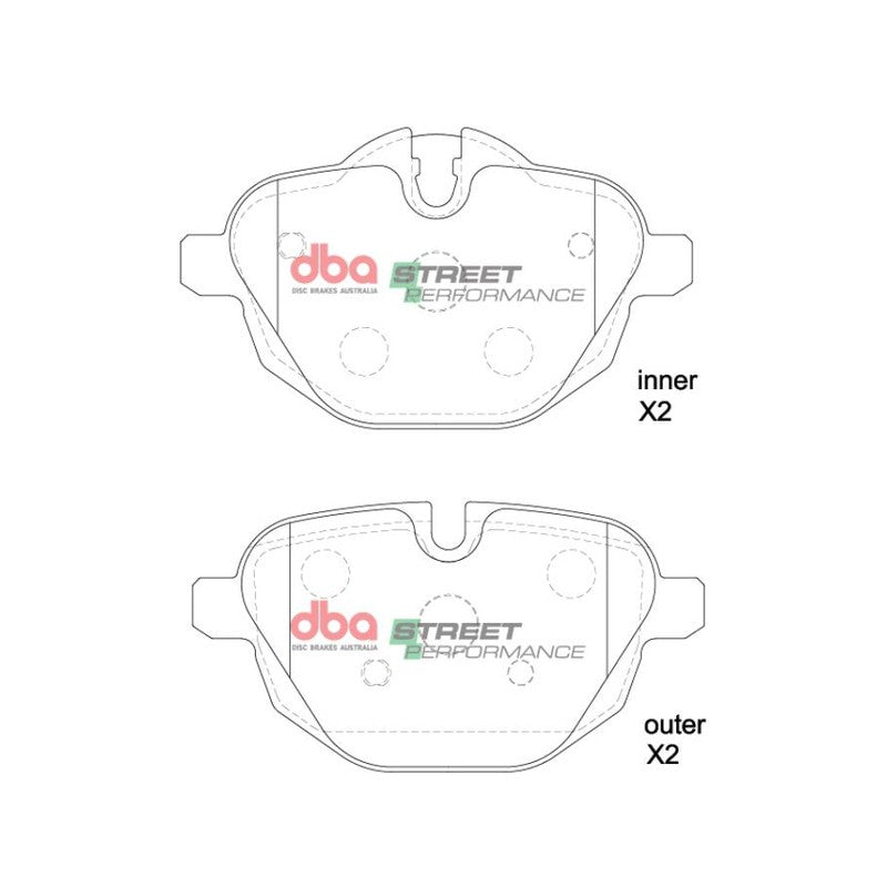 DBA Street Performance Brake Pads 106.1 / 106.1mm x 63.1 / 56mm DB2225SP - Rear