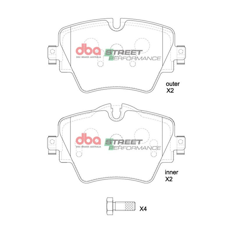 DBA Street Performance Brake Pads 129.0 / 129.0mm x 75.0- I / 70.0- Omm DB2377SP - Front