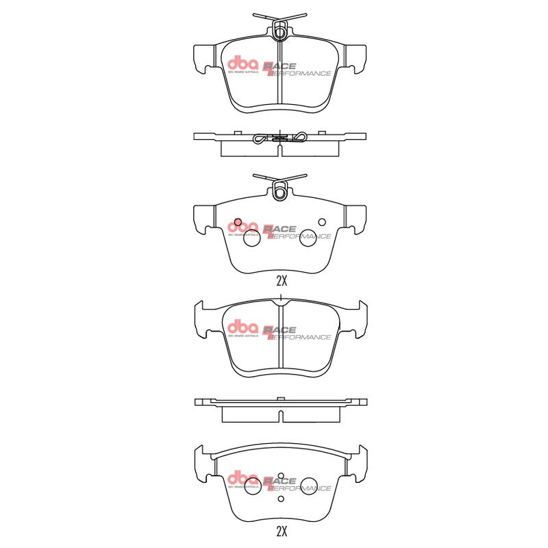DBA Race Performance Brake Pads 123.2mm x 61.4+56.3mm DB2384RP - Rear