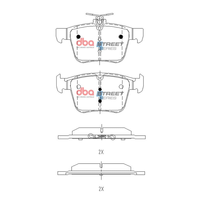DBA Street Series Brake Pads 123.0, 123.0mm x 61.3, 56.4mm DB2415SS - Rear