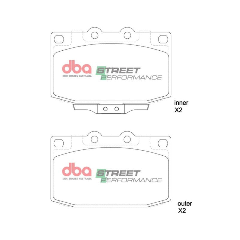 DBA Street Performance Brake Pads 106.6 / 106.6mm x 76.4 / 67.3mm DB416SP - Front