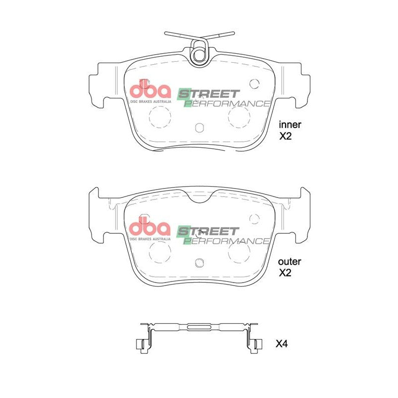 DBA Street Performance Brake Pads 122.8mm x 57.7mm DB8850SP - Rear