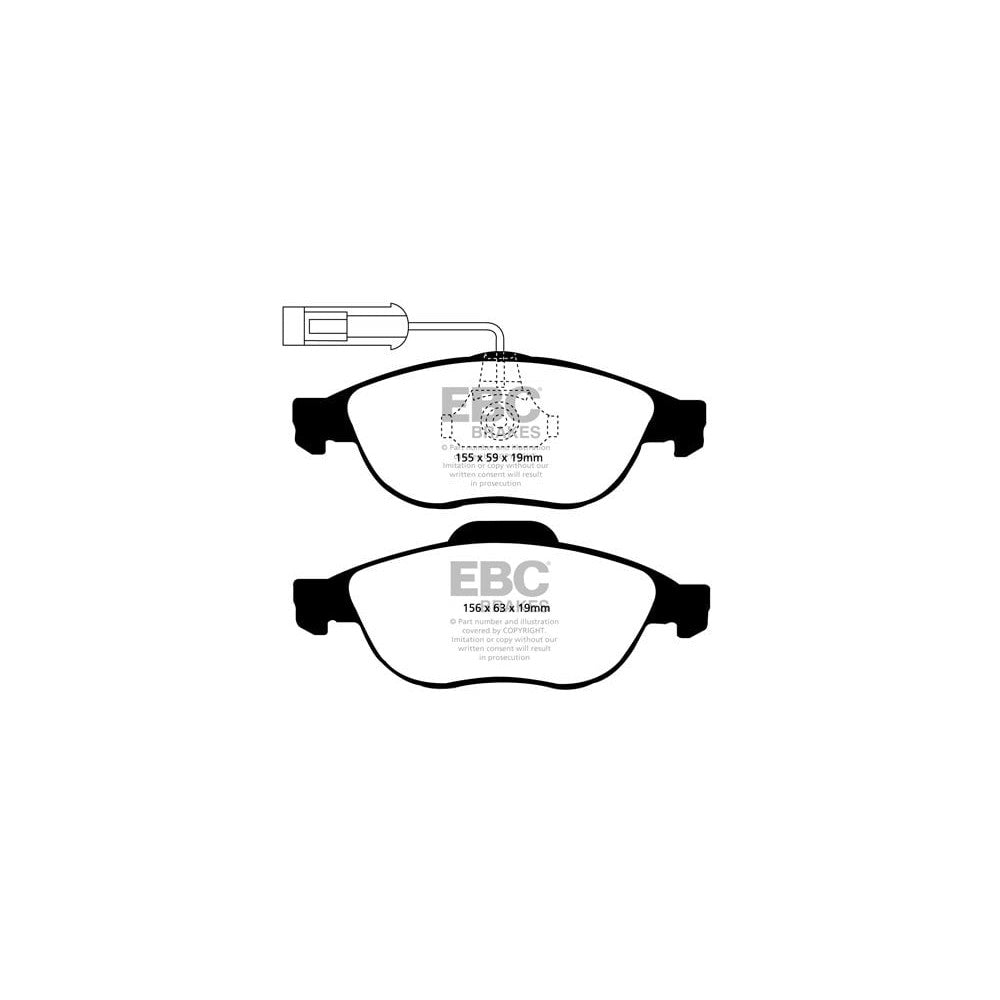 EBC Greenstuff 2000 Brake Pads 155mm x 59mm DP21153 - Front
