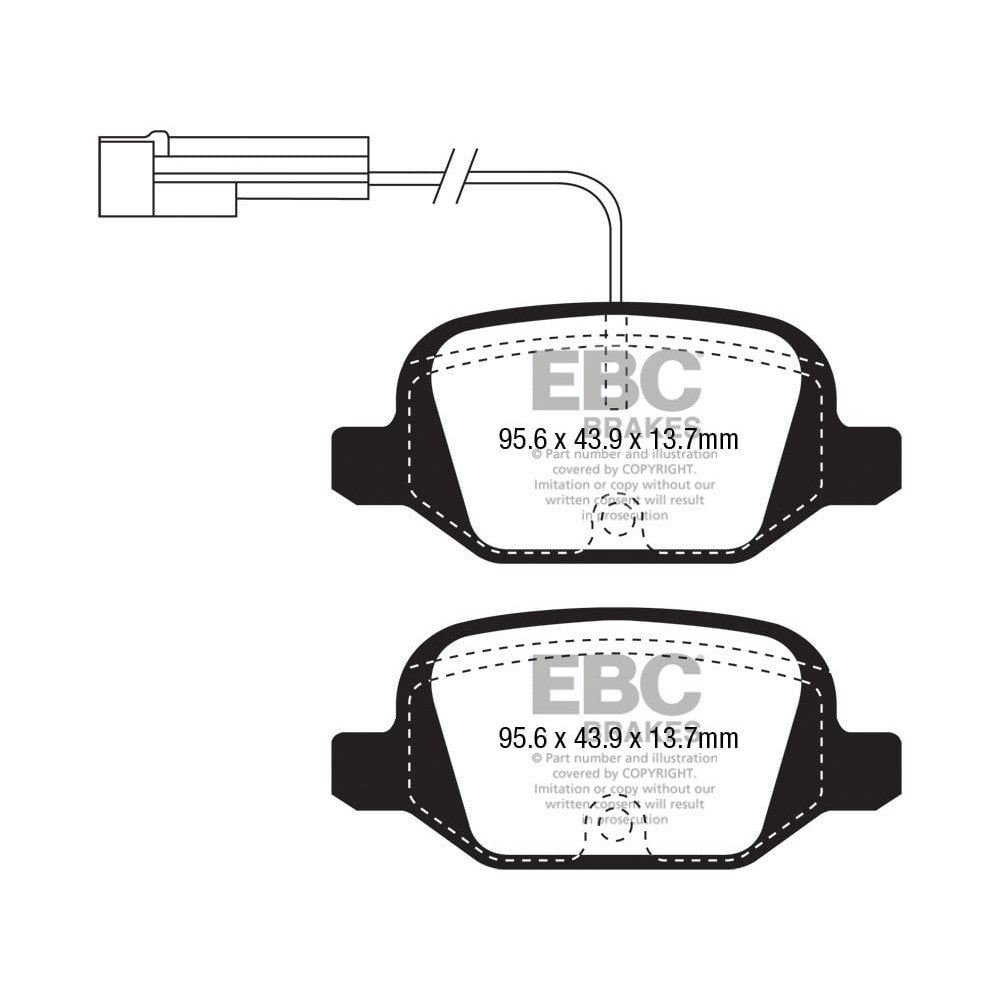 EBC Yellowstuff Brake Pads 95mm x 43mm DP41338/2R - Rear