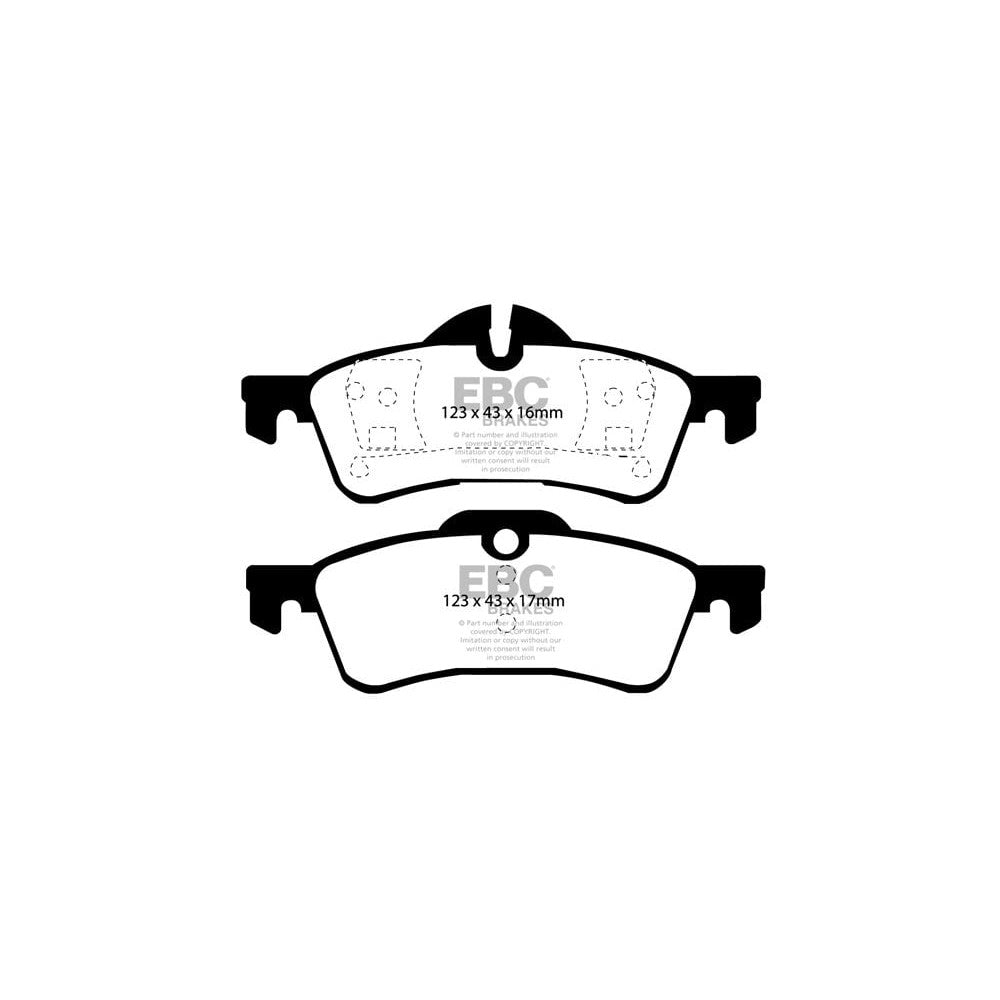EBC Greenstuff 2000 Brake Pads 123mm x 43mm DP21701 - Rear