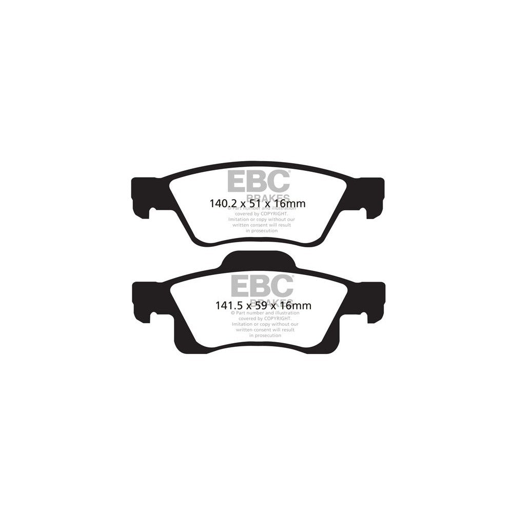 EBC Yellowstuff Brake Pads 141.5mm x 59mm DP41872R - Rear